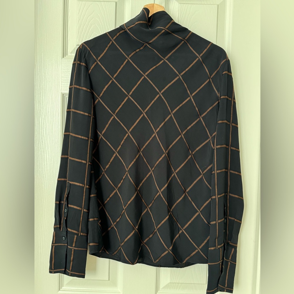 & Other Stories Black and Brown Checkered Blouse
